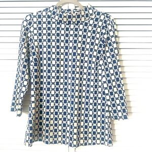 J. McLaughlin Geometric Print Catalina Cloth Mock Neck Top Size M